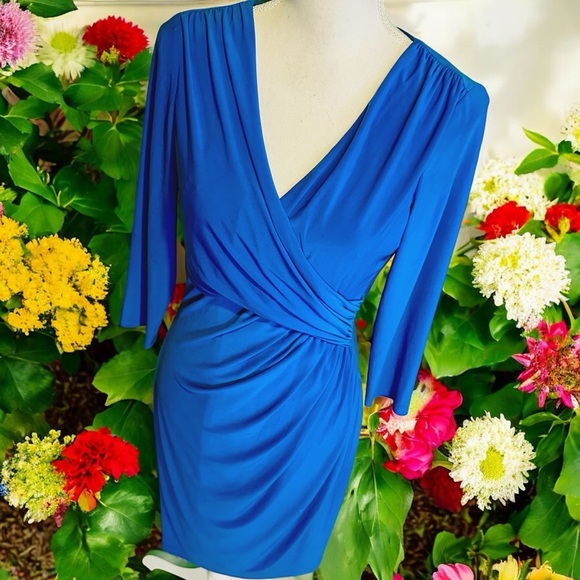Lauren Ralph Lauren ‘Wrap-Front Jersey Knit Dress’ in “Royal Blue” Size 10 - Picture 14 of 16